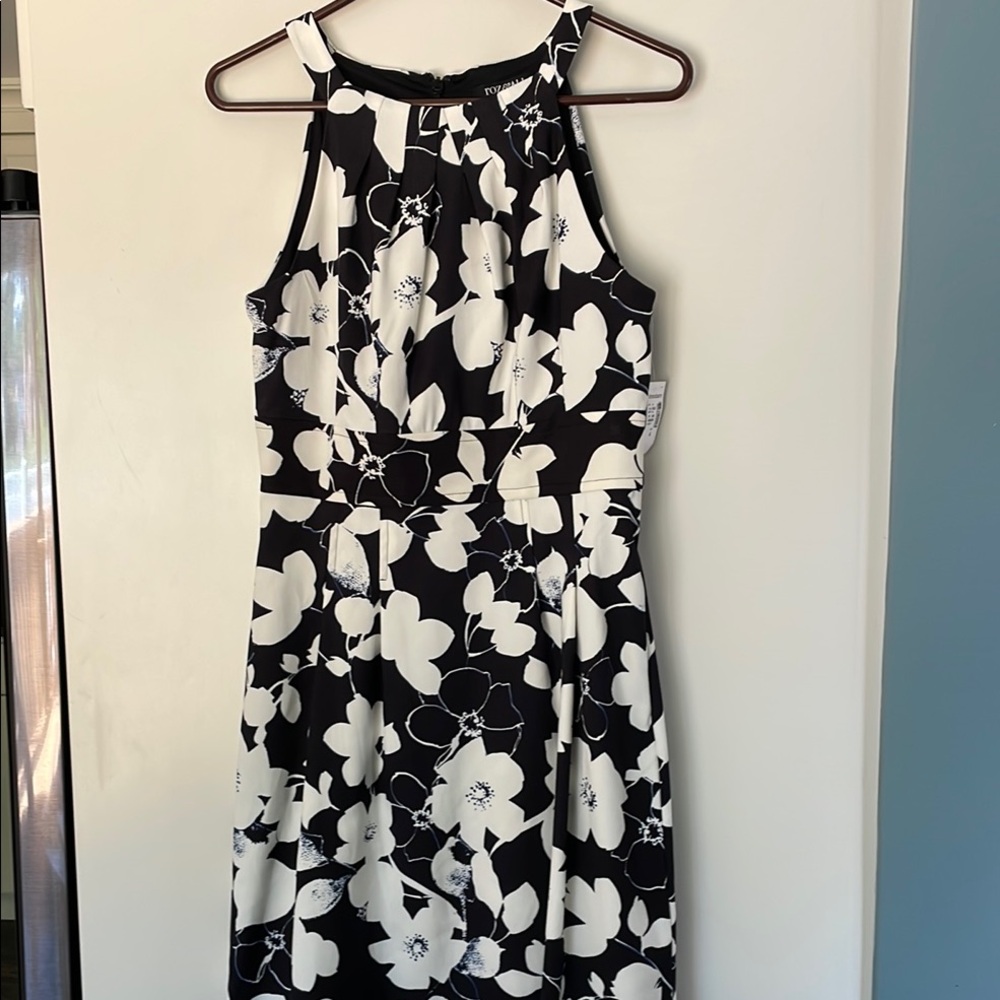Women’s Roz & Ali Halter Midi Dress - Black & White Floral
